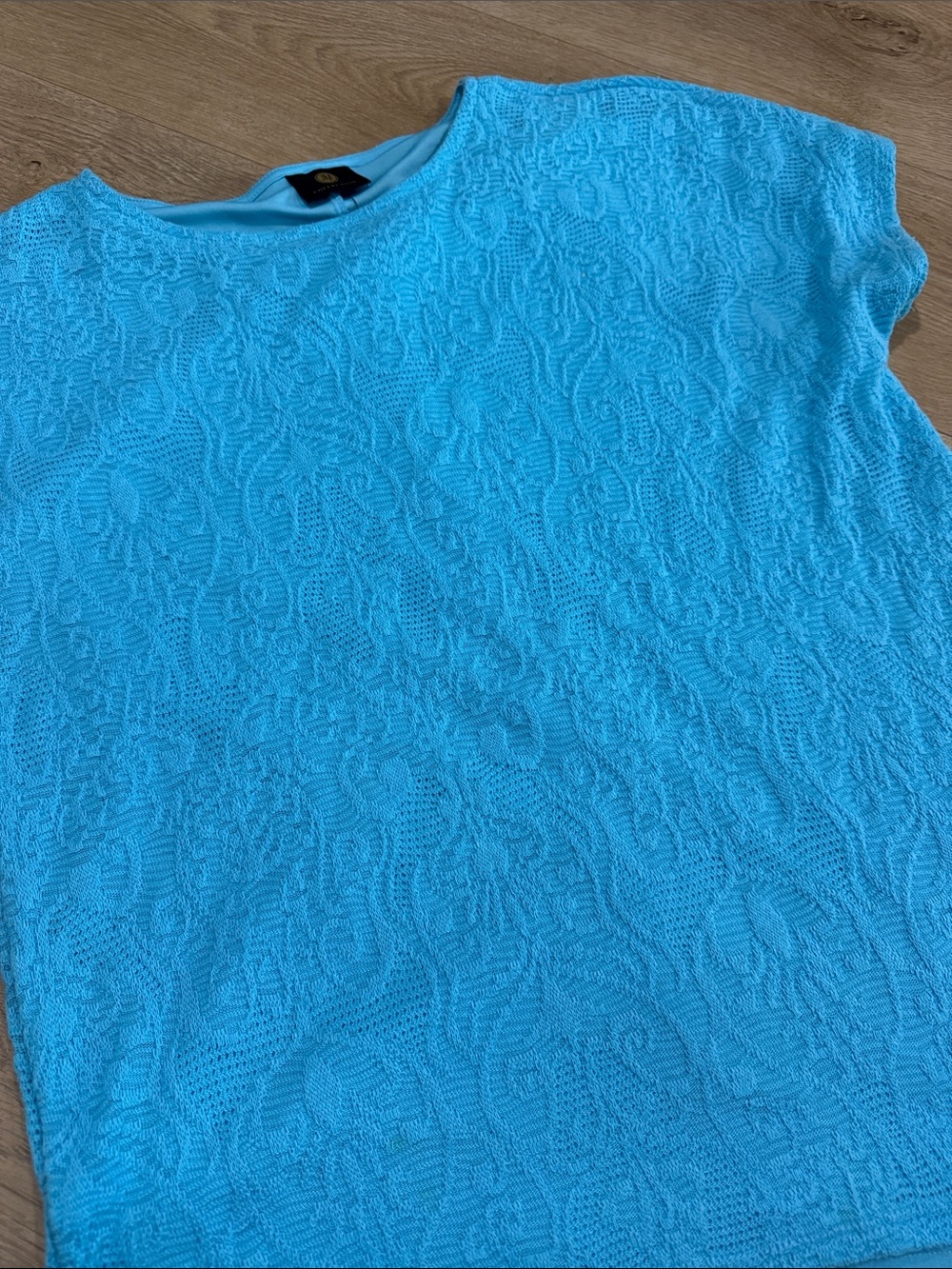 JM Collection Turquoise Textured Short-Sleeve Top - Picture 3 of 5